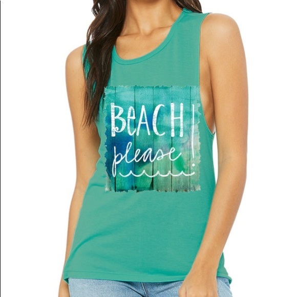 Bella Canvas Tops - Beach Please! Flowy Scoop Muscle Tank Bella+Canvas NWT